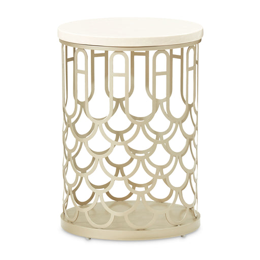 La Marisia - Marble Chairside Table - Creamy Pearl / Champagne Michael Amini