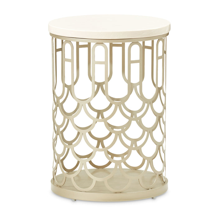 La Marisia - Marble Chairside Table - Creamy Pearl / Champagne