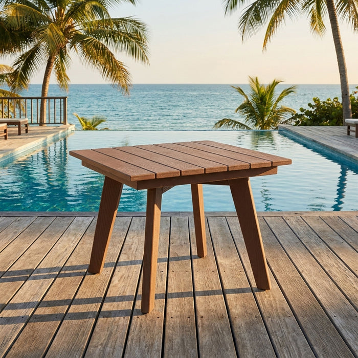 Outdoor Side Table, Wide Tabletop For Patio - Brown Home Essentials