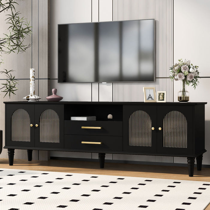 TV Stand For TVs Up To 75", Entertainment Center Media Console For Living Room - Black Hearth and Haven