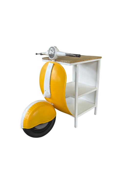 Wood And Metal Mini Scooter End Or Side Table - Yellow