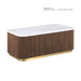 Rectangle Cocktail Table Genuine Accent Plinth Base Living Room - Brown / Gold / White Home Essentials