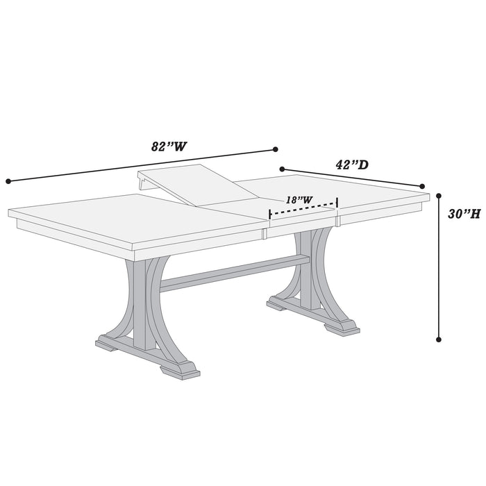 7 Piece Set, Trestle Dining Table And 6 Side Chairs With Cutout Back - Black / Charcoal / White Home Essentials