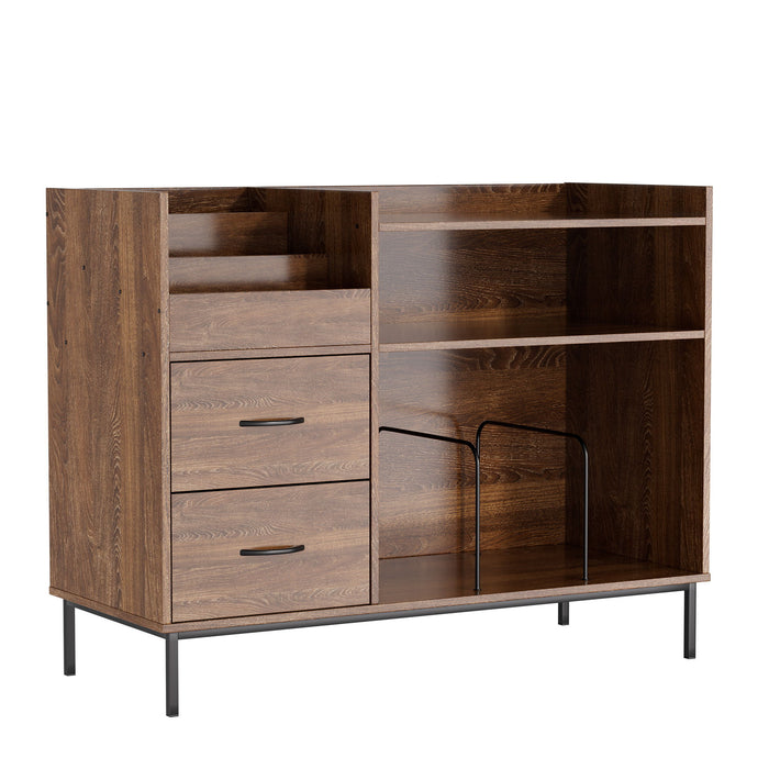Eco-Friendly Vinyl Record Player Stand With Flip-Top Storage, Media Console With Dual Outlets And Dustproof Drawers Home Essentials