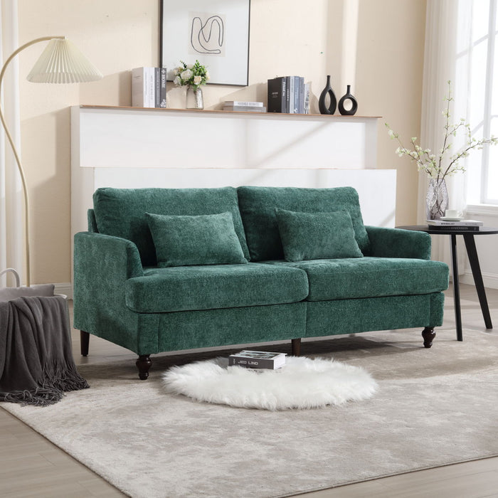 Coolmore Modern Chenille Fabric Loveseat, 2 - Seat Upholstered Loveseat Sofa Modern Couch - Emerald