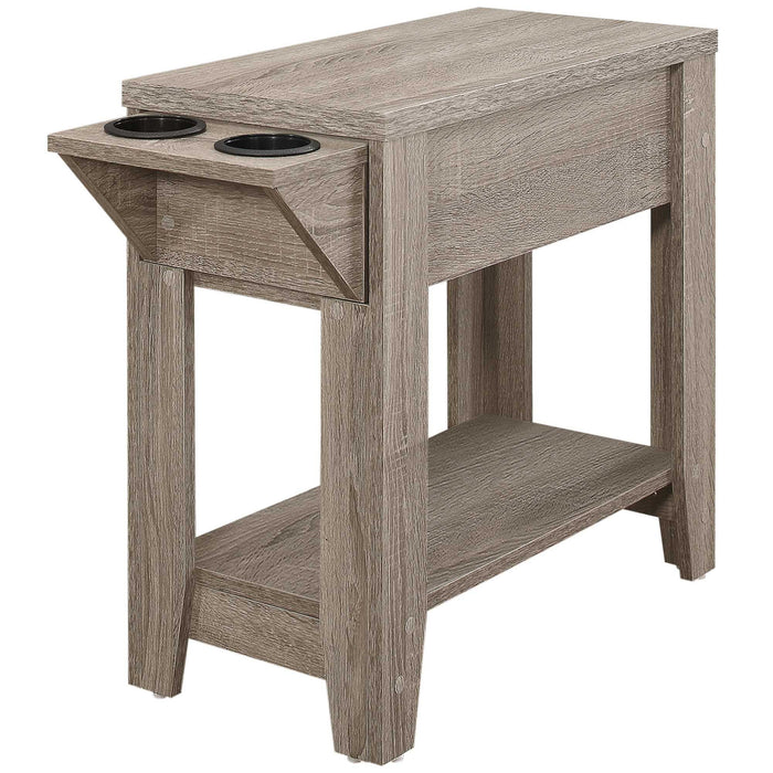 Wood End Table With Shelf - Taupe