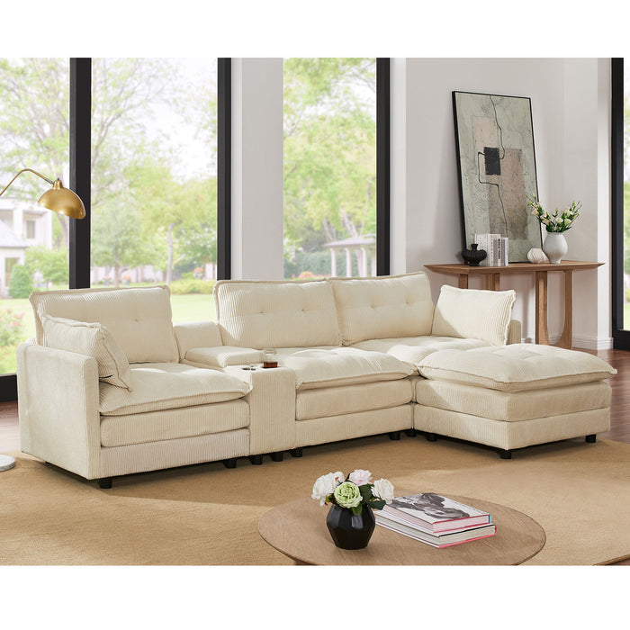 Oversized Modular Sectional Sofa With Multi Functional Console Home Essentials