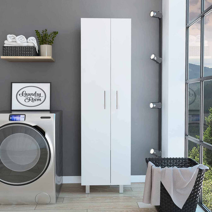 Versatile Tall Pantry Or Laundry Cabinet - White