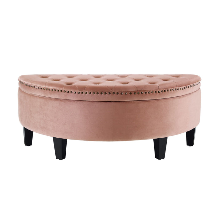 Velvet Tufted Half Circle Storage - Blush / Black