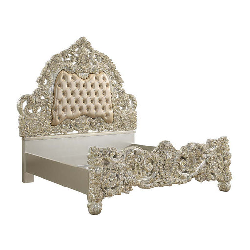 Sorina - Eastern King Bed - Synthetic Leather & Antique Gold ACME