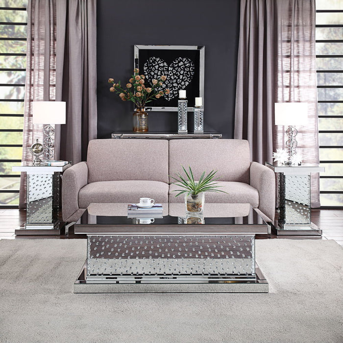 Nysa - 26" End Table - Mirrored & Faux Crystals ACME