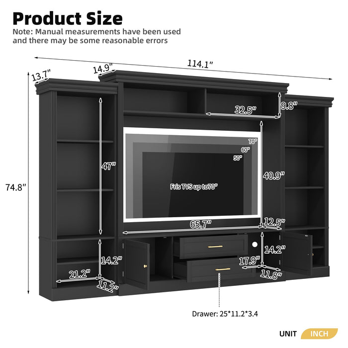 Elegant Entertainment Center Wall Unit With Bookshelves Hearth and Haven