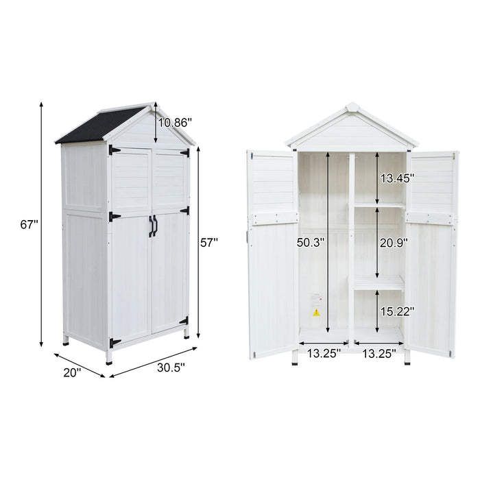 Storage Shed With Double Doors For Outdoor Garden Tool Organization - White