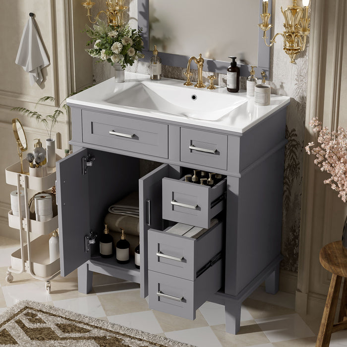 Modern Bathroom Vanity With Sink, Storage Cabinet, Soft Close Doors, Deep & Standard Drawers Hearth and Haven