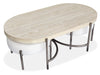 Jennings - Oval Cocktail Table With Two Ottomans - Edgecomb Gray And Weathered Antique Nickel Magnussen Furniture