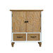 Accent Flower Carved Door Sideboard Cabinet With 2 Drawers For Kitchen - Natural Wood Wash / White Home Essentials