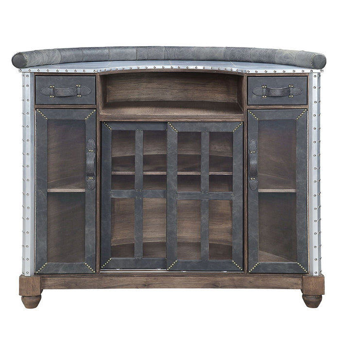 Rahma - Bar Table - Antique Ebony Top Grain Leather & Aluminum ACME