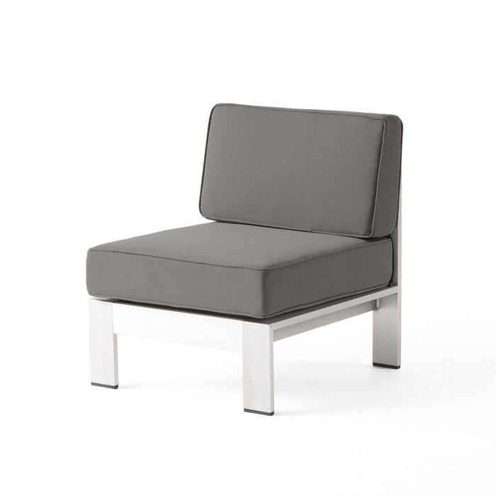 Outdoor Aluminum Armless Chair With Cushion - Silver
