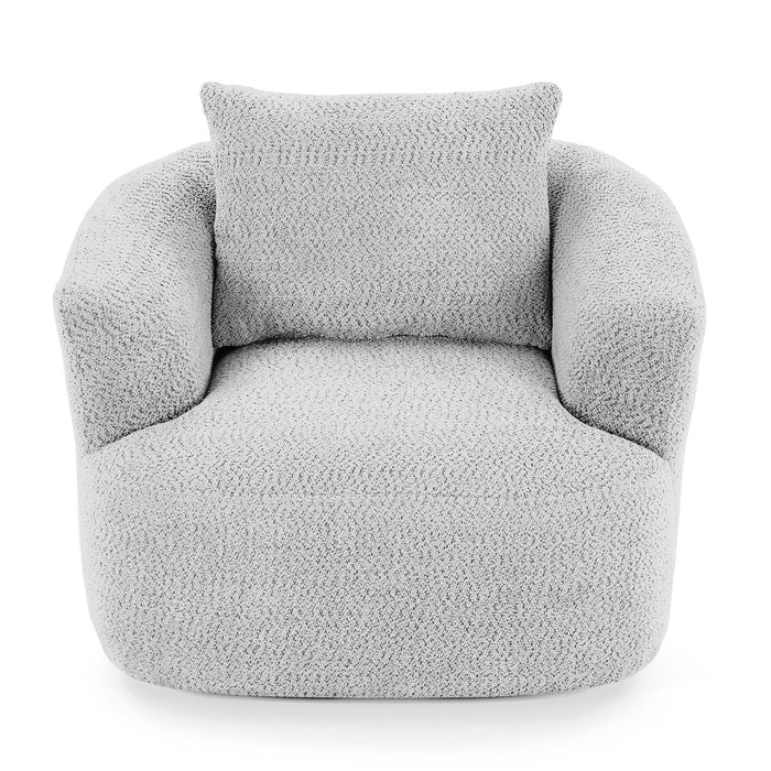 360° Swivel Barrel Sofa Chair With Throw Pillow, Upholstered Accent Chair Hearth and Haven