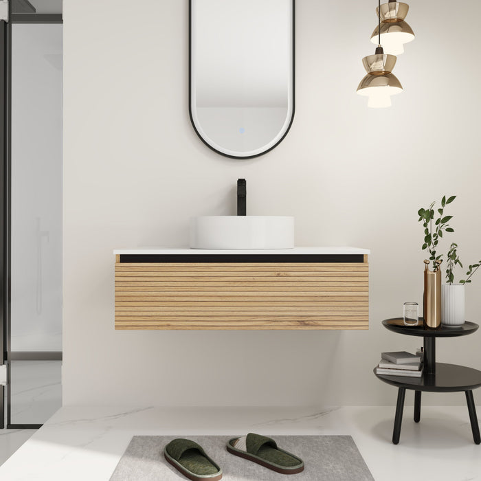 Wall Mounted Bathroom Vanity With Art Sink & 1 Soft Close Drawer Home Essentials