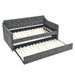 Twin Upholstered Daybed With Trundle, Waved Arms - Gray Home Essentials