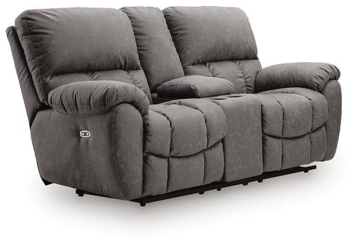Bakerstein - Power Recline Loveseat/Console/Adjustable Headrest - Galaxy Signature Design by Ashley®