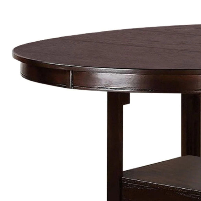 Round Counter Height Dining Table Only With Shelves - Brown Mix Home Essentials
