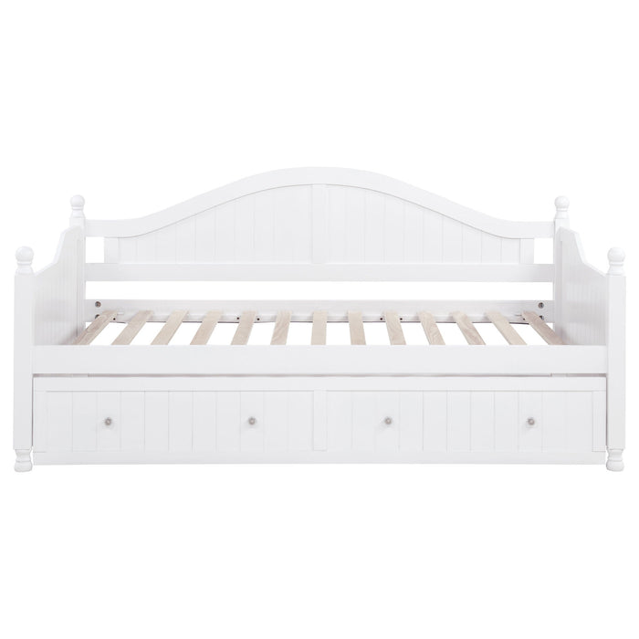 Twin Daybed With Trundle Storage Bed - White Furniture Max