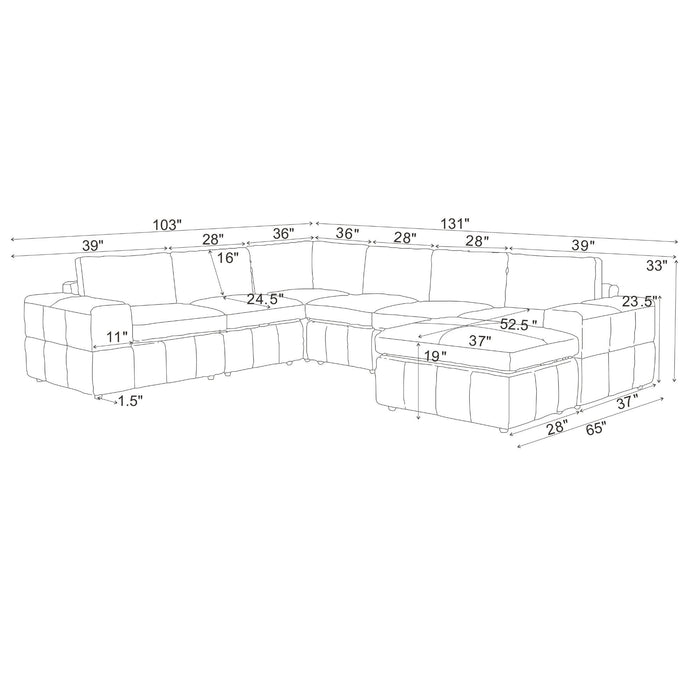 Large Square Arms Modular Sectional Home Essentials