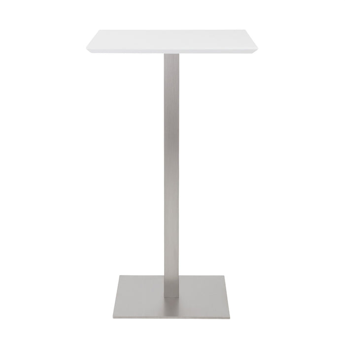 Metallic Square Steel Bar Table - White And Silver