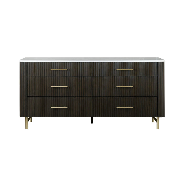 Clayten - Dresser - Espresso / White Marble Home Essentials