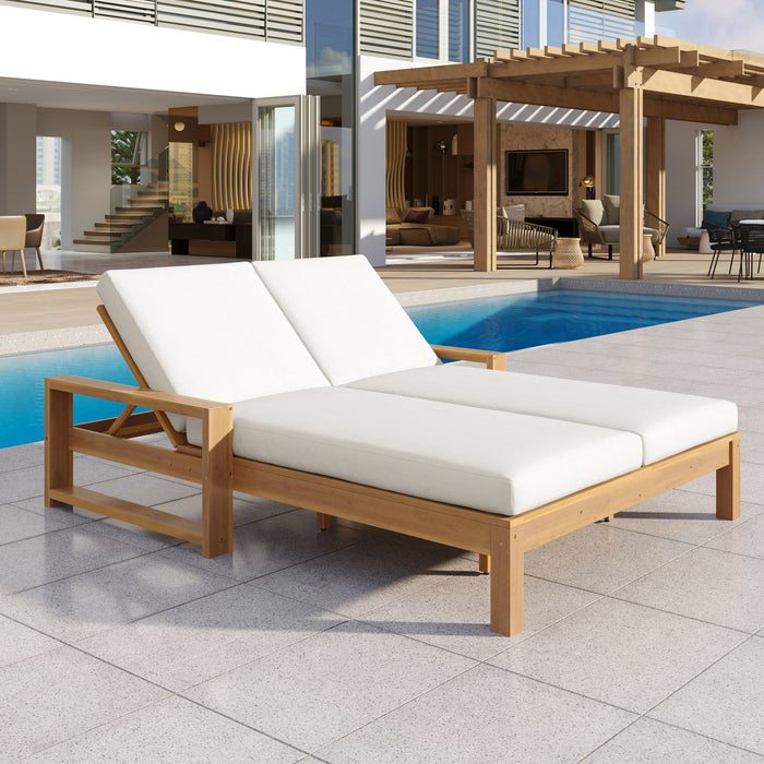 Outdoor Double Lounge Chair With 5 Position Adjustable Backrest Hearth and Haven