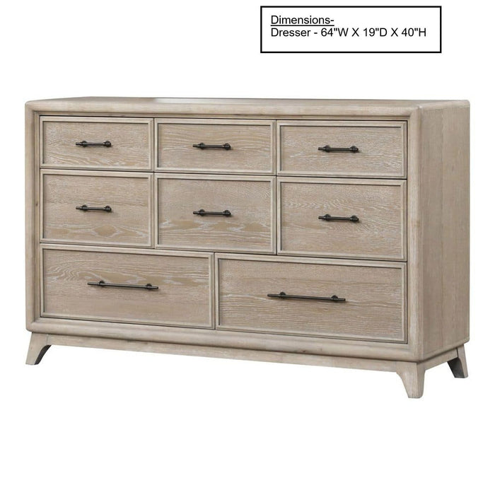 8 Drawers 1 Piece Dresser, Ample Storage Bedroom - Oak