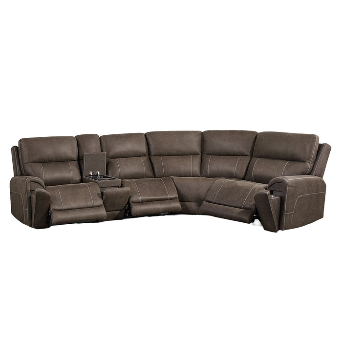 Gaia - 5 Piece P2 Power Sectional - Sable New Classic
