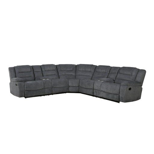 Redondo - 3 Piece Manual Sectional (2 Loveseats & Wedge) - Dark Gray New Classic