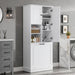 Modern Tall Storage Cabinet With Adjustable Shelves, Flip-Out Basket & Enclosed Doors Hearth and Haven