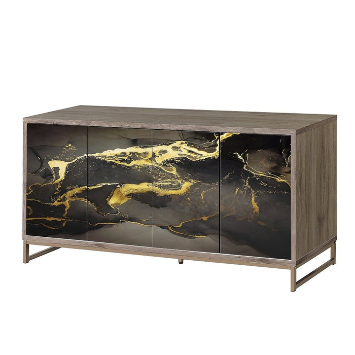 Payo - Console Cabinet - Black Marble Print Oak Champagne