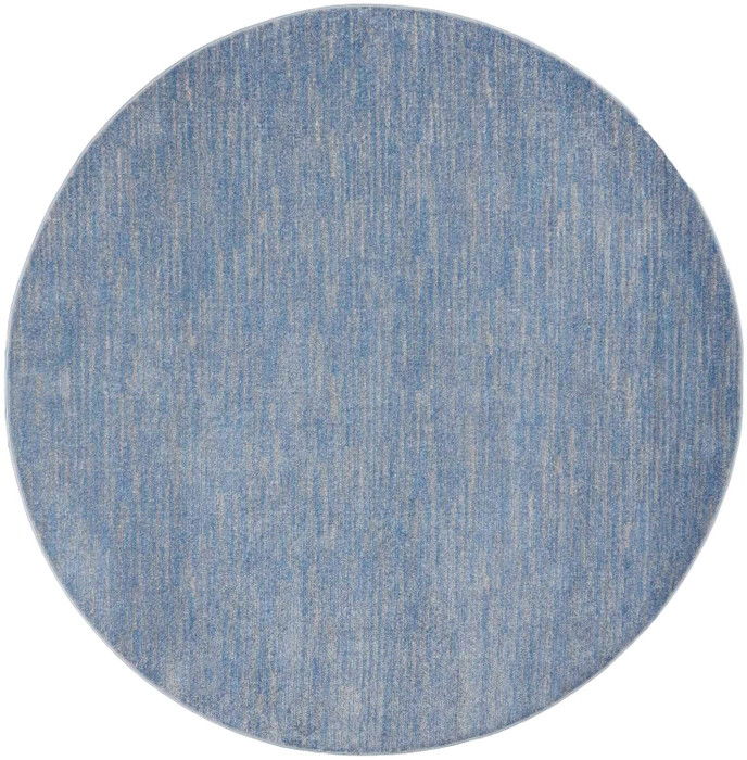 8' X 8' Round Striped Non Skid Indoor / Outdoor Area Rug - Blue / Gray