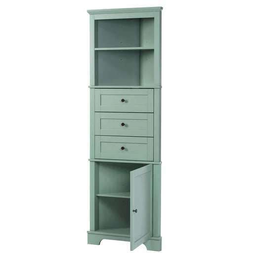 Tall Storage Cabinet With 3 Drawers And Adjustable Shelves For Bathroom Hearth and Haven