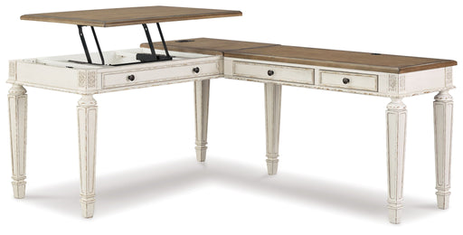 Realyn - L Shaped Desk With Lift Top - White / Brown Signature Design by Ashley®