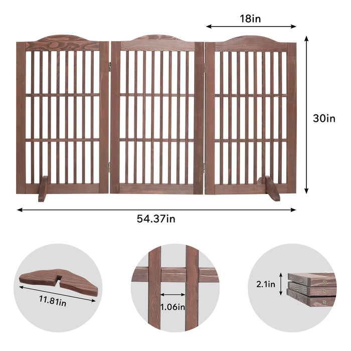 Freestanding Foldable Pet Gate For Dogs - Brown Home Essentials