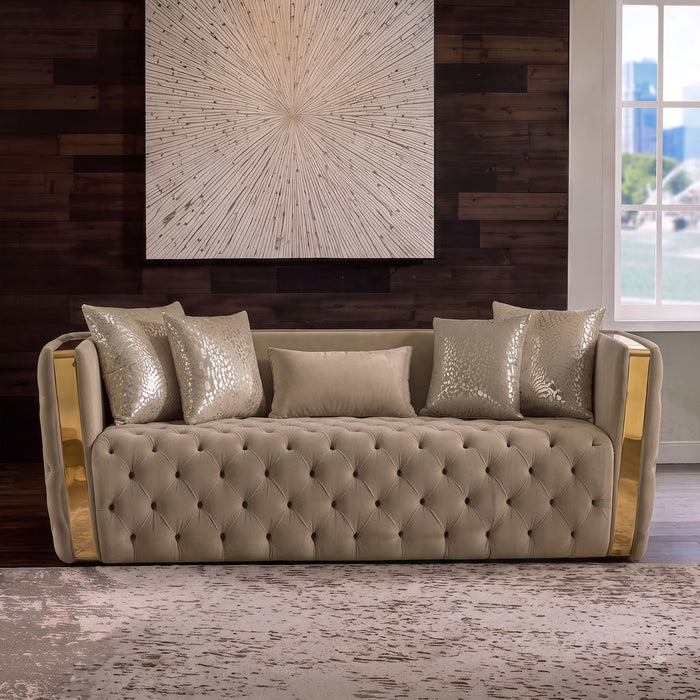 Naomi - Button Tufted Sofa - Taupe Matrix Furniture Group