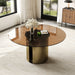 Round Dining Table With Glass Top, Kitchen And Living Room Furniture - Brown Home Essentials