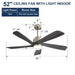 52" Ceiling Fan With Dimmable LED Light, 5 Blades, Reversible DC Motor - Nickel Daily Nest