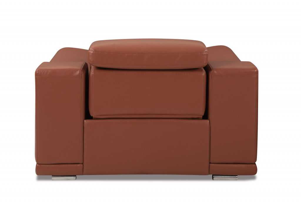 Mod Italian Leather Recliner Chair - Camel Brown