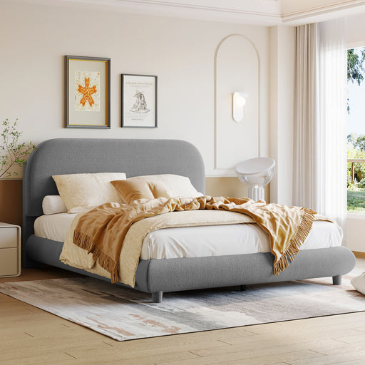 Upholstered Platform Bed With Thick Solid Frame And Stylish Curve-Shaped Design Halcyon Home