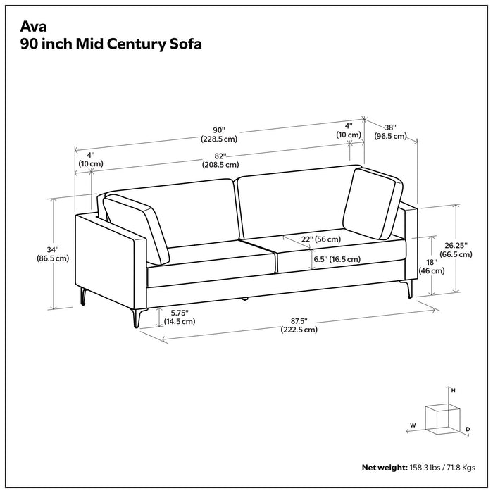 Ava - Mid Century Sofa, Upholstered Simpli-Home