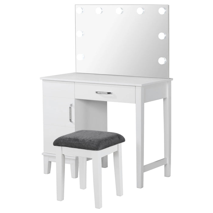 Elijah - Vanity Set With Lighting And Stool - White Furniture Max