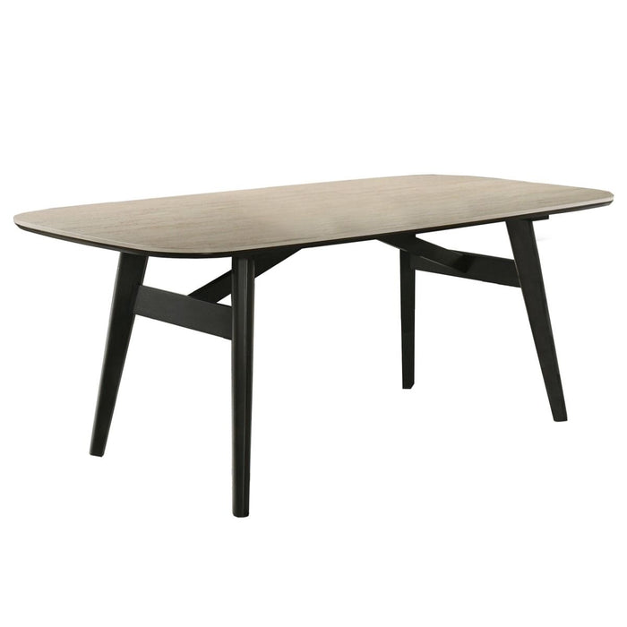 Lark - Dining Table - Travertine / Black ACME