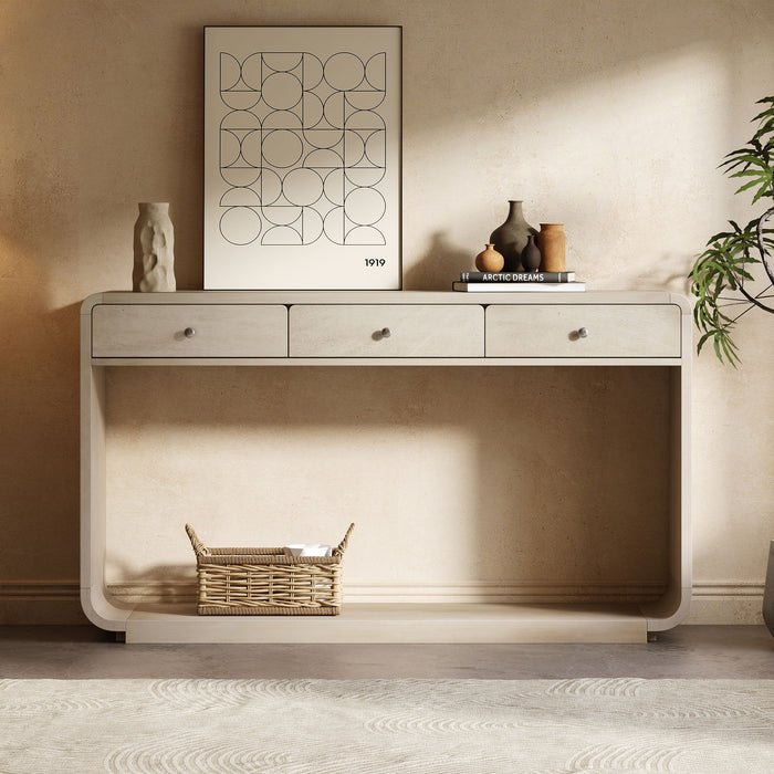 onsole Table With 3 Drawers And Display Shelf Noble House